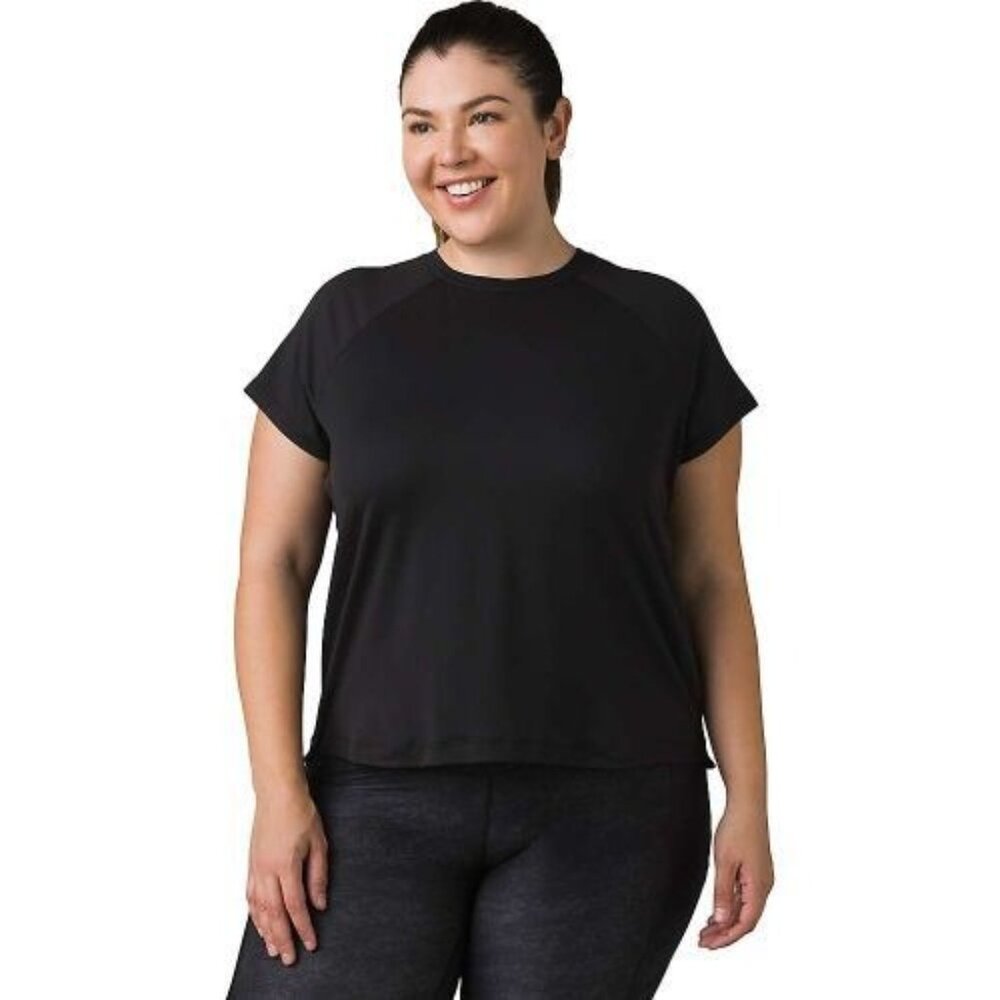 PrAna Alpenglow Short Sleeve Womens 3X Black T-Shirt Standard Fit Stretch NWT